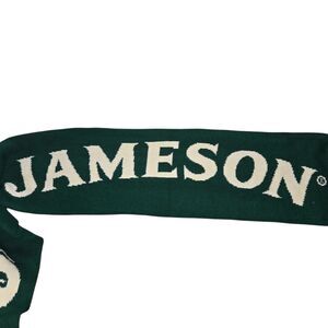 Jameson Irish Whiskey Knit Fringed Scarf Green Cream NWOT